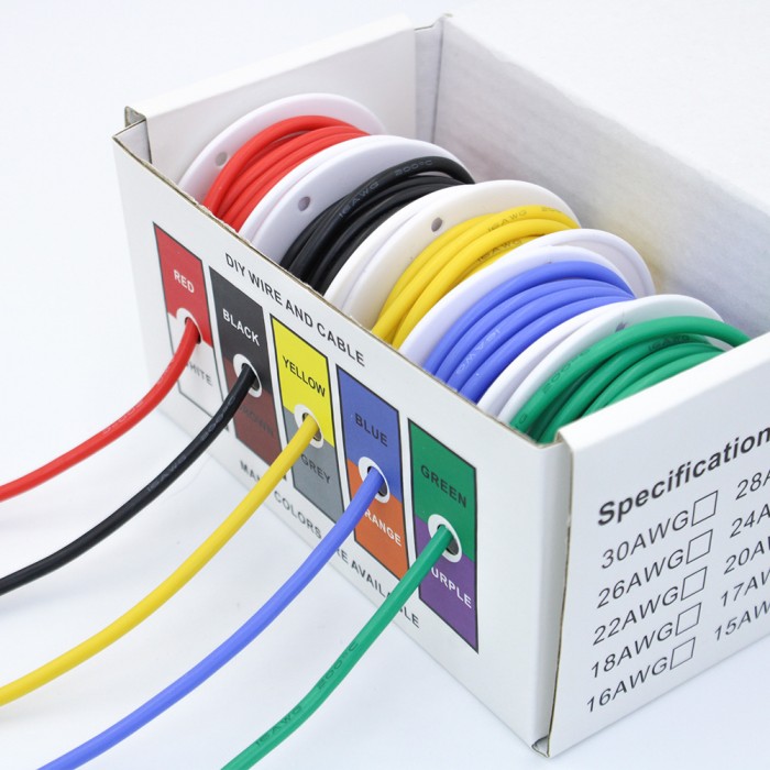 [50Meter+-] AWG 30/26/24/22/20 Multicore 5 Color Electrical Jumper ...
