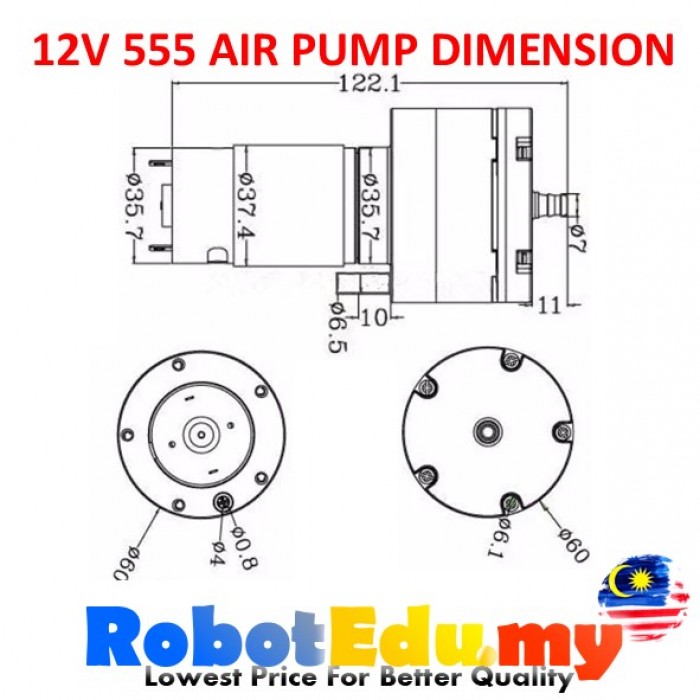 12V 370 / 555 Air Pump Vacuum Motor Oxygen Pump Oxygen Aquarium for