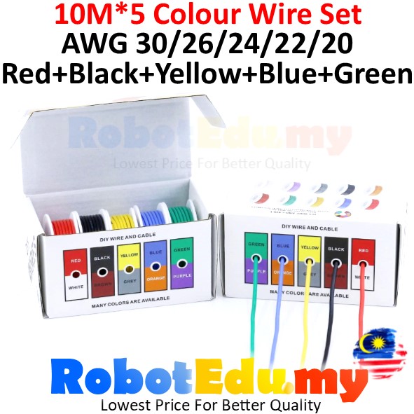 [50Meter+-] AWG 30/26/24/22/20 Multicore 5 Color Electrical Jumper ...
